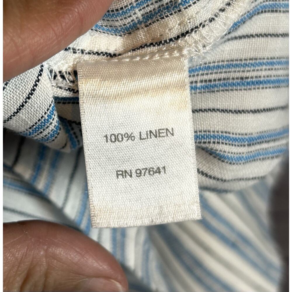 J. Jill Shirt Womens Medium Blue White Stripe Love Linen Popover Tunic Coastal - Picture 7 of 7